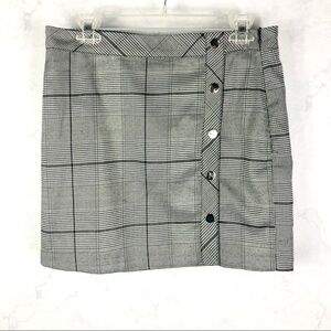 [J.O.A] Gray Plaid Button Skirt